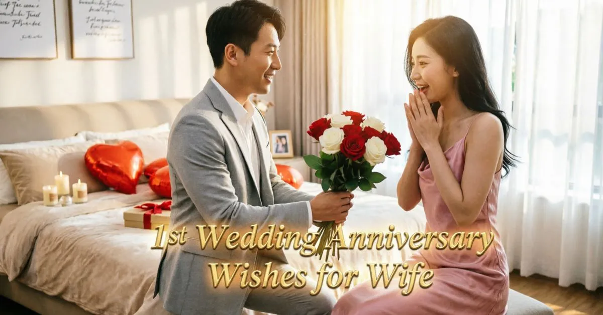 1st Wedding Anniversary Wishes for Wife